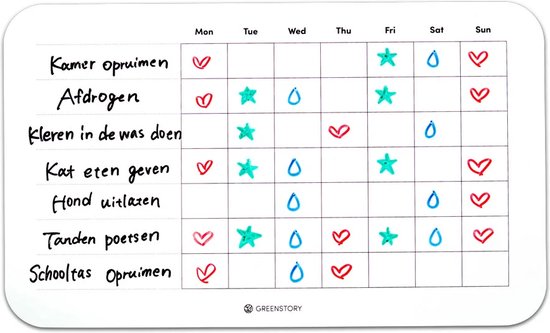 GreenStory - Sticky Whiteboard - Tableau de planification des récompenses pour enfants - Système de récompense