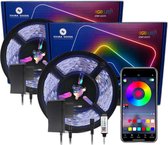 Evura Goods Led strip - 20 meter - 2X10M - RGB - met afstandsbediening & telefoon app - dimbaar - smart LED light verlichting - timer en muziek modus - Led Lights