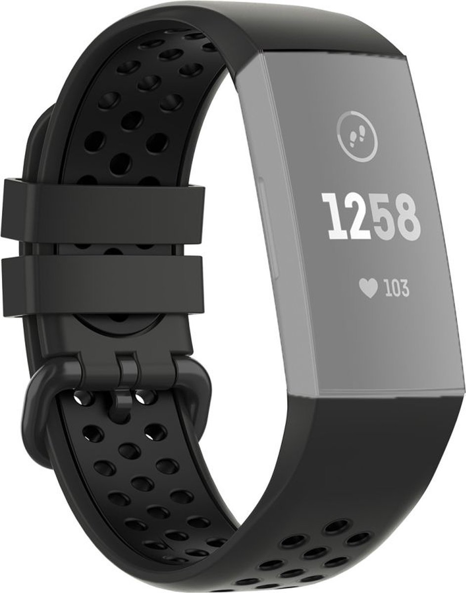 Finnacle - Siliconen Sportbandje - Geschikt voor FitBit Charge 3 - Zwart Bandje"