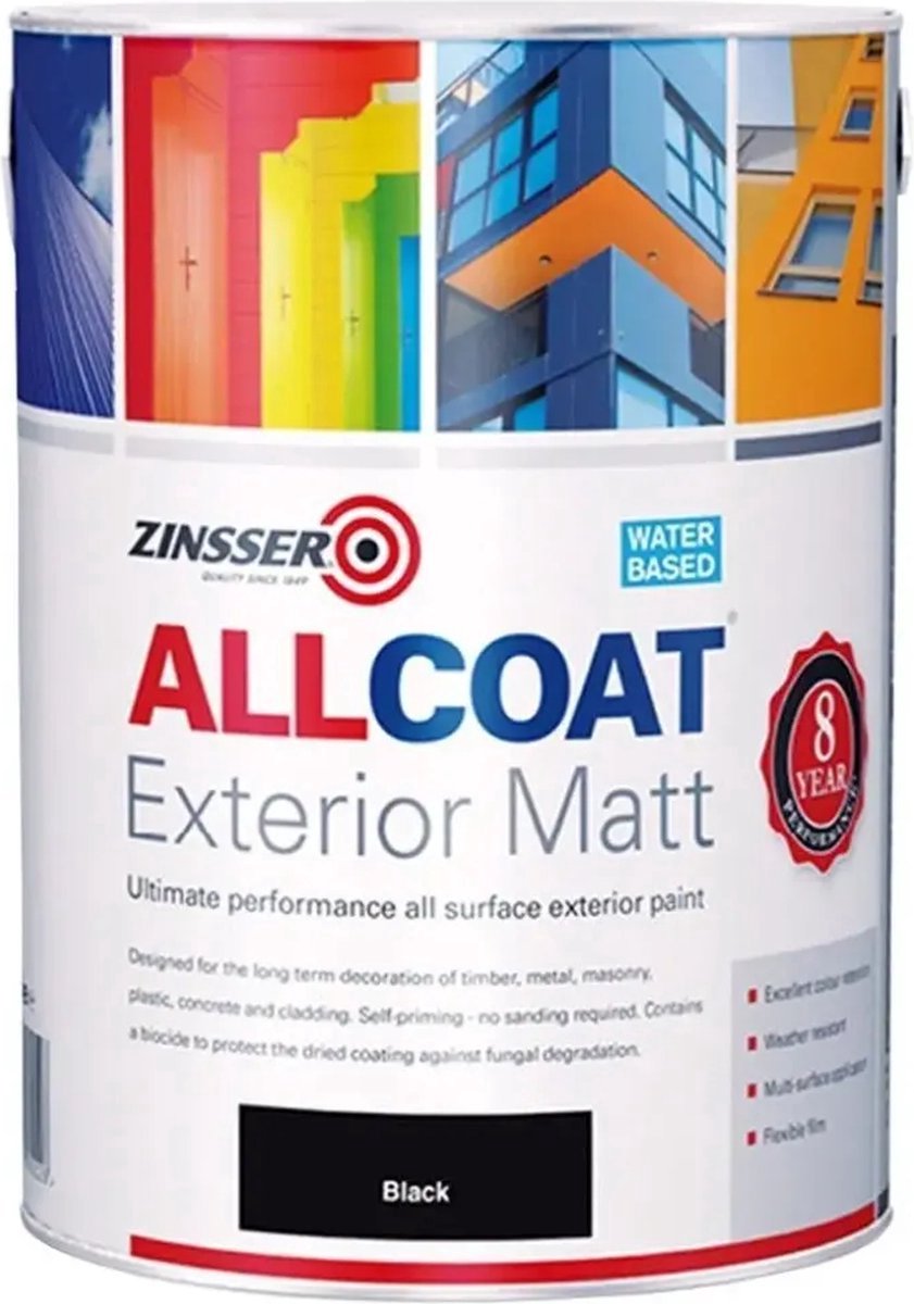 Zinsser Allcoat Exterior Matt Wit 2.5L - Zinsser