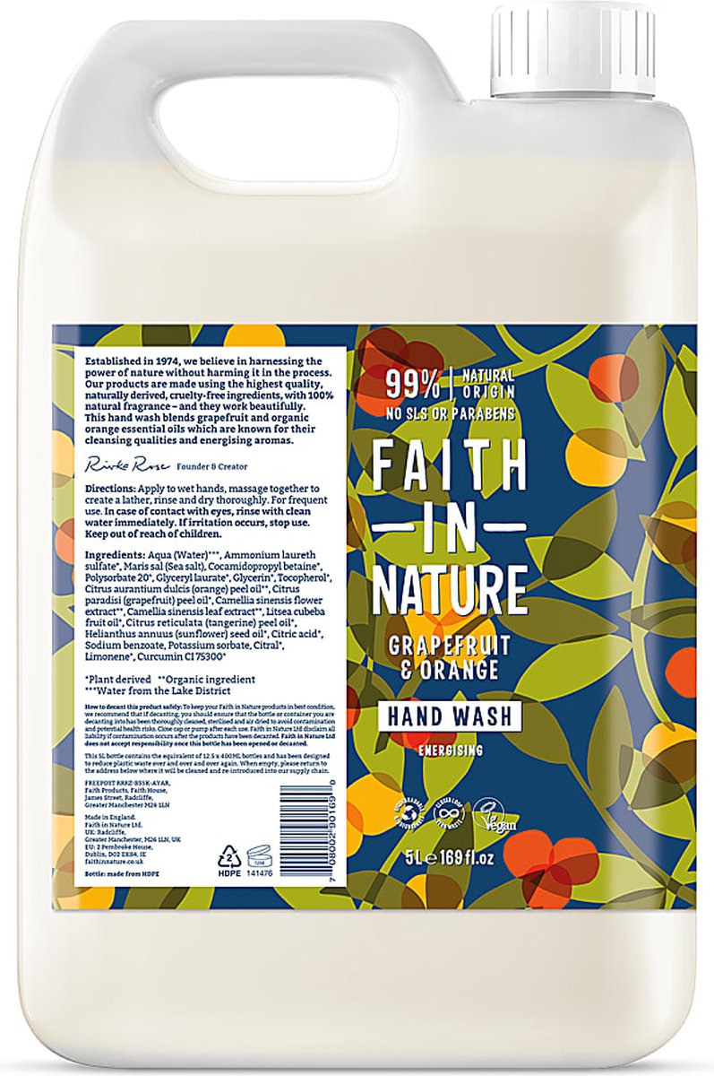 Faith In Nature Handzeep Grapefruit & Sinaasappel 5L