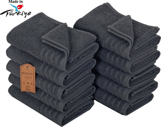 Veehaus Phileap - Handdoeken 50 x 100 cm - set van 10 - Hotelkwaliteit – Zware kwaliteit 500 g/m2 Antraciet