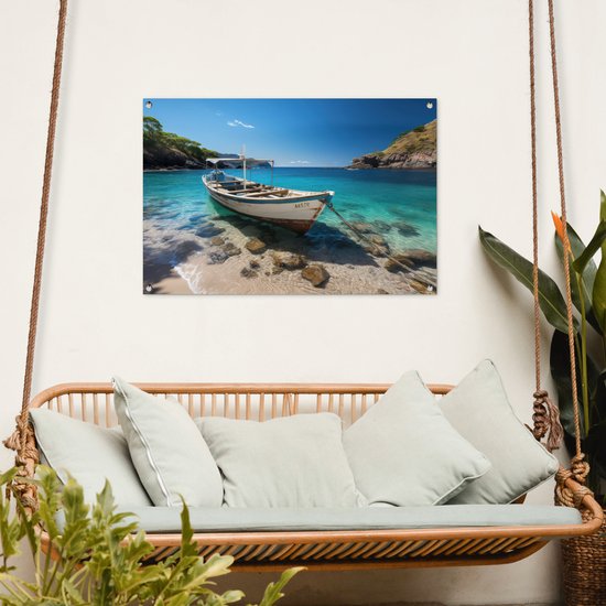 Affiche de jardin bateau - Décoration de jardin - 90x60 cm - Toile de jardin - Décoration maritime - Décoration murale pour extérieur - Affiche de clôture maritime - Tableaux de jardin - Décoration murale de jardin - Posters de jardin..