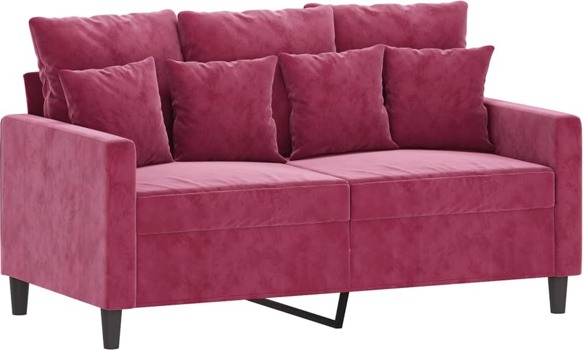 vidaXL Tweezitsbank - 120 - cm - fluweel - wijnrood