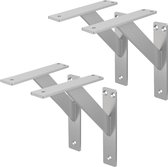 ML-Design 4 stuks plankdrager 180x180 mm, zilver, aluminium, zwevende plankdrager, plankdrager, wanddrager voor plankdrager, plankdrager voor wandmontage, wandplankdrager plankdrager