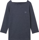 TOM TAILOR T-shirt boat neck stripe Dames T-shirt - Maat L