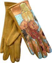 Zachte handschoen dames - Zonnebloemen - Van Gogh - Licht blauw - One size