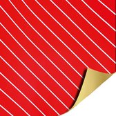 2 Kleine rollen smal 30 Centimeter - Rood - streep - Goud - Verjaardag - Cadeaupapier - Inpakpapier - 30 CM x 2 Meter - kado papier