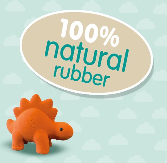 SES - Tiny Talents - Dino Badspeelgoed - 100% natuurlijk rubber - zacht en veilig - badspeelgoed jongen - Stegosaurus Badspeeltjes - Oranje van SES — afbeelding 3