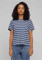 Urban Classics - Striped Boxy Dames T-shirt - L - Wit/Blauw