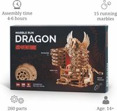 iDventure - Marble Run Dragon - Kit de construction de piste de billes - Bois - 260 pièces et 15 Billes en métal - Convient à partir de 14 ans -