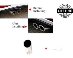 GTI / GTD / S line Look Sport Uitlaat tips sierstuk eindstuk PREMIUM RVS voor Audi A1 8X A3 8P 8V A4 B8 A5 8T A6 C6 C7 Q3 8U Q5 8R & Volkswagen Golf 6 Golf 7 Polo 5 6 6R 6C 2G GTI Touran Tiguan Beetle Jetta Eos Golf Plus Scirocco Ø 58-60mm