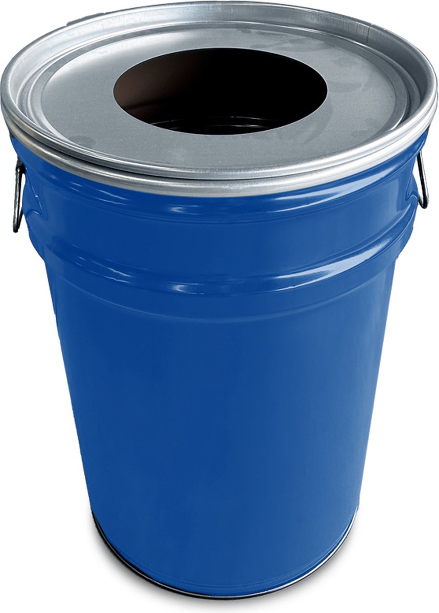 Goedkoopste BinBin Silver blue hole 60 liter prullenbak-afvalbak-vuilnisbak voor binnen en buiten gebruik- met gatdeksel 20 cm en handvaten. 40x58CM