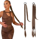 SassyGoods® Braided Ponytail Extensions - Vlecht Haar - Braids Hair - Haarstuk - Bruin - 80 cm