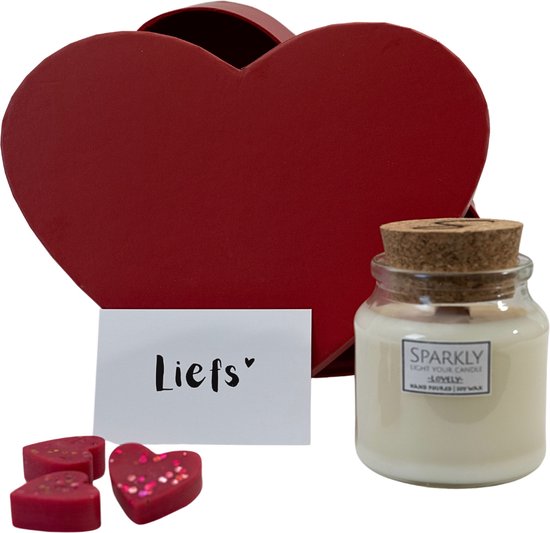 Sparkly Candles | Valentines Box Red | 100% Natuurlijk & Handgemaakt van Sojawas | Valentijn Cadeau
