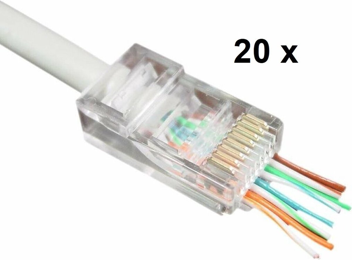 RJ45 connector Cat6 FTP Voor stugge en soepele kern Doorsteekmontage 20 stuks