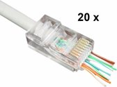 20 pièces connecteur à sertir RJ45 / fiche UTP avec montage traversant / aide à l'insertion / entrée de câble pour câble réseau U/UTP CAT5 et CAT6 / câble Internet (connecteurs et fiches traversantes)