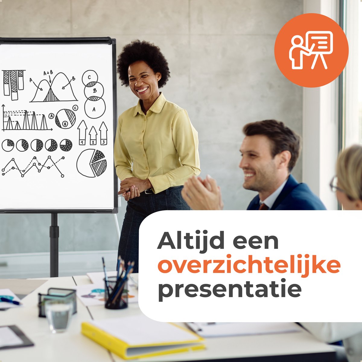 Lenx Flipover Verrijdbaar 70x100cm - Inclusief 25 Vellen Papier, Stiften, Marker, Magneten en Mini whiteboard - Magnetisch Whiteboard - Verstelbaar Bord van 172 tot 215 cm - Met Uitschuifbare Armen thumbnail 2