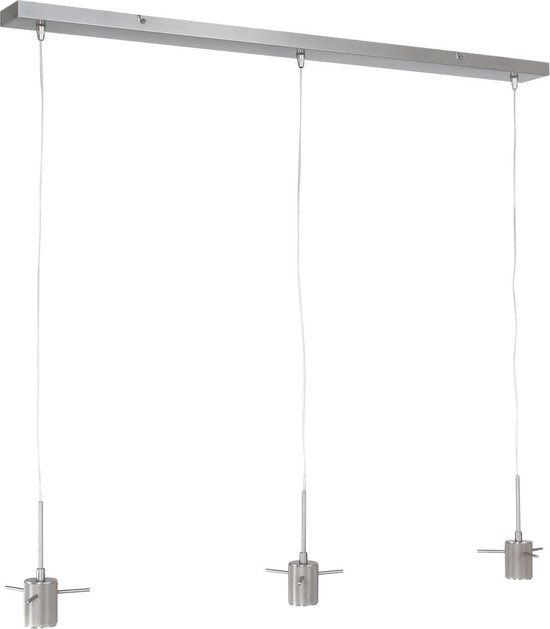 Hanglamp Glass light | 1 lichts | geborsteld staal | transparante kabel | modern design | E27 | 8x100 cm | max. hoogte 150 cm