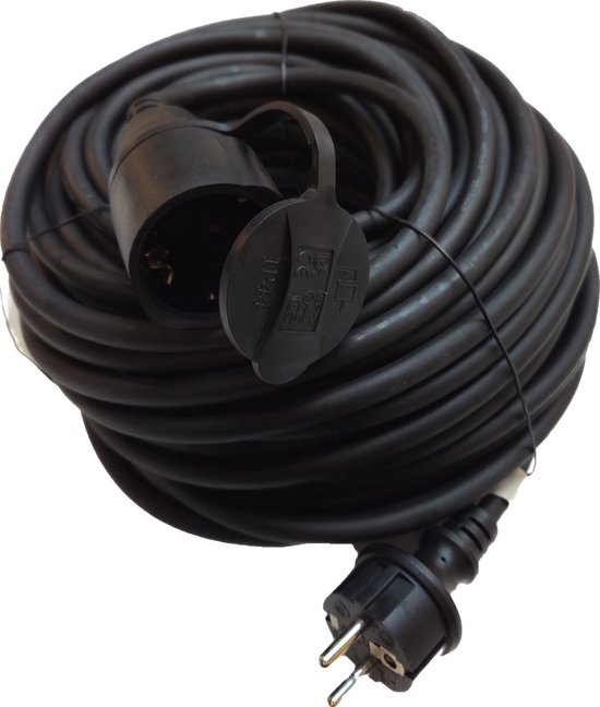 Zenitech – Prolongateur électrique 50m 16A – Câble HO5VV-F 2x1,5 mm² – Puissance 3680W – Pour appareils extérieurs