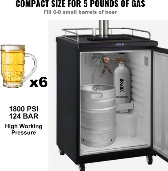 CO2-fles Kooldioxidefles 2,26 kg capaciteit Koolzuurhoudende gasfles 1800 PSI CO2-adapter Eigendomsfles Watercarbonator CO2 gevuld voor aquarium Koolzuurhoudende fles Opslagfles — afbeelding 3
