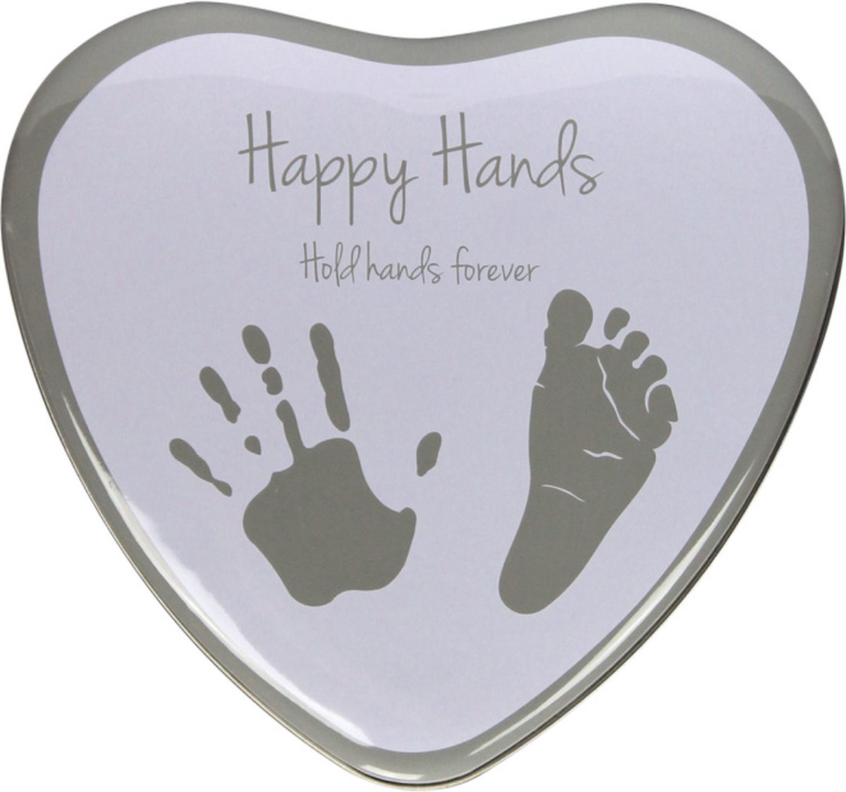 Goedkoopste Happy Hands - 2D Heart Shape - Hand/Voet afdruk - Hartvorming blikje - Zilver