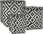 Mica Decorations Merlijn Plantenmand - Set van 3 - Zwart, Wit