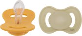 Lullaby Fopspeen Symmetrical Silicone Soother Size 1 Daisy Yellow & Lake Green 2-Pack