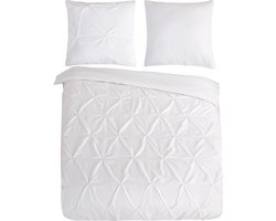 Pure dekbedovertrek luxe stiksel plooien - Lits jumeaux 240x200/220 cm - Wit - Microvezel