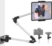 Tablet wandhouder, tablethouder met verstelbare arm van 35 inch voor keuken/kast/bureau, camerahouder, wandhouder voor iPad 12,9 Air Mini, Galaxy Tabs, 4 ~ 13 inch tablets, Canon, webcam