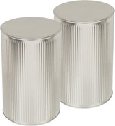 Set van 2x stuks opslagboxen/voorraadblikken met klik-deksel in de kleur zilver van tin-metaal met formaat 11 x 17,6 cm