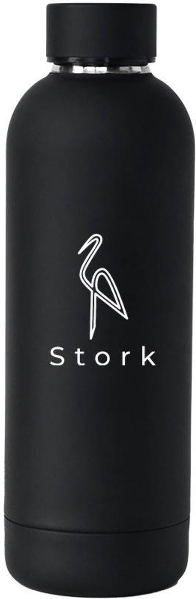Stork Thermosfles 500 ml Zwart Design - Luxe - Thermo - Travel - RVS - Stijlvol - drinkfles - mat - Thee - Koffie - Water - fles - waterfles