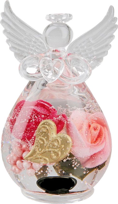 Beschermengel van kristalglas Exclusief bloemen engel sweetheart 10 cm hoog
