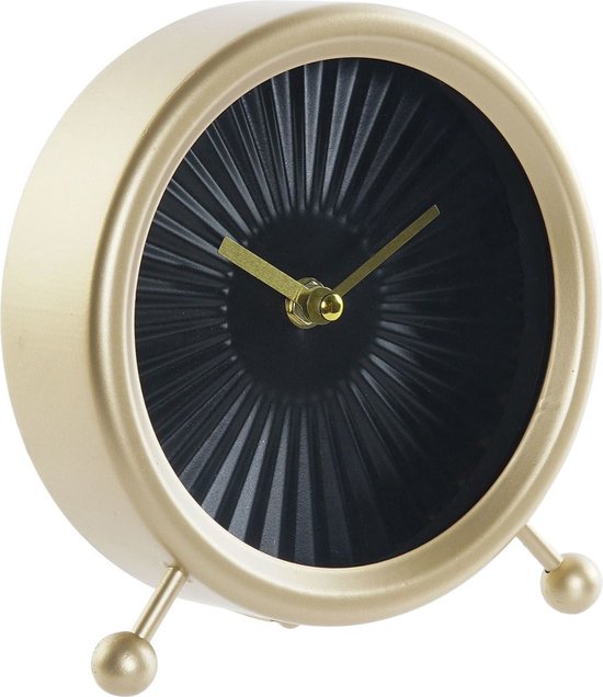 Tafelklok modern op standaard goud van ijzer 17 x 16 cm - Tafelmodel staande klok