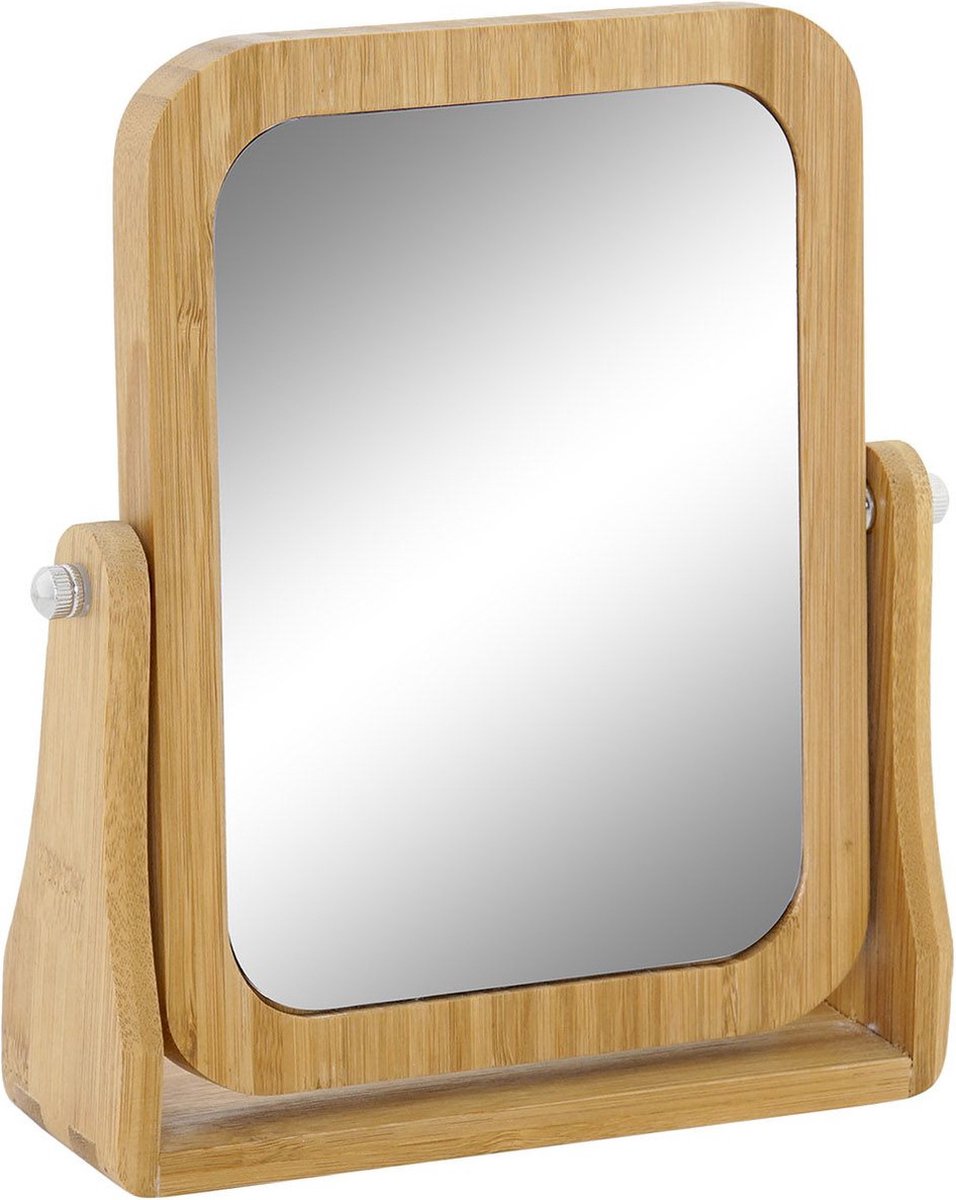 Goedkoopste Badkamerspiegel / make-up spiegel bamboe hout 22 x 6 x 22 - Opmaken - Luxe cosmeticaspiegels