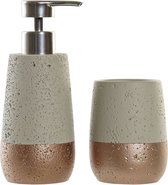 Badkamerset zeeppompje en beker/tandenborstelhouder polystone 19 cm - badkamer accessoires