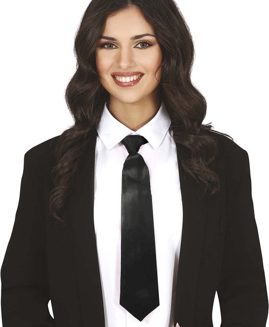 Fiestas Guirca Carnaval verkleed stropdas - zwart - polyester - volwassenen/unisex