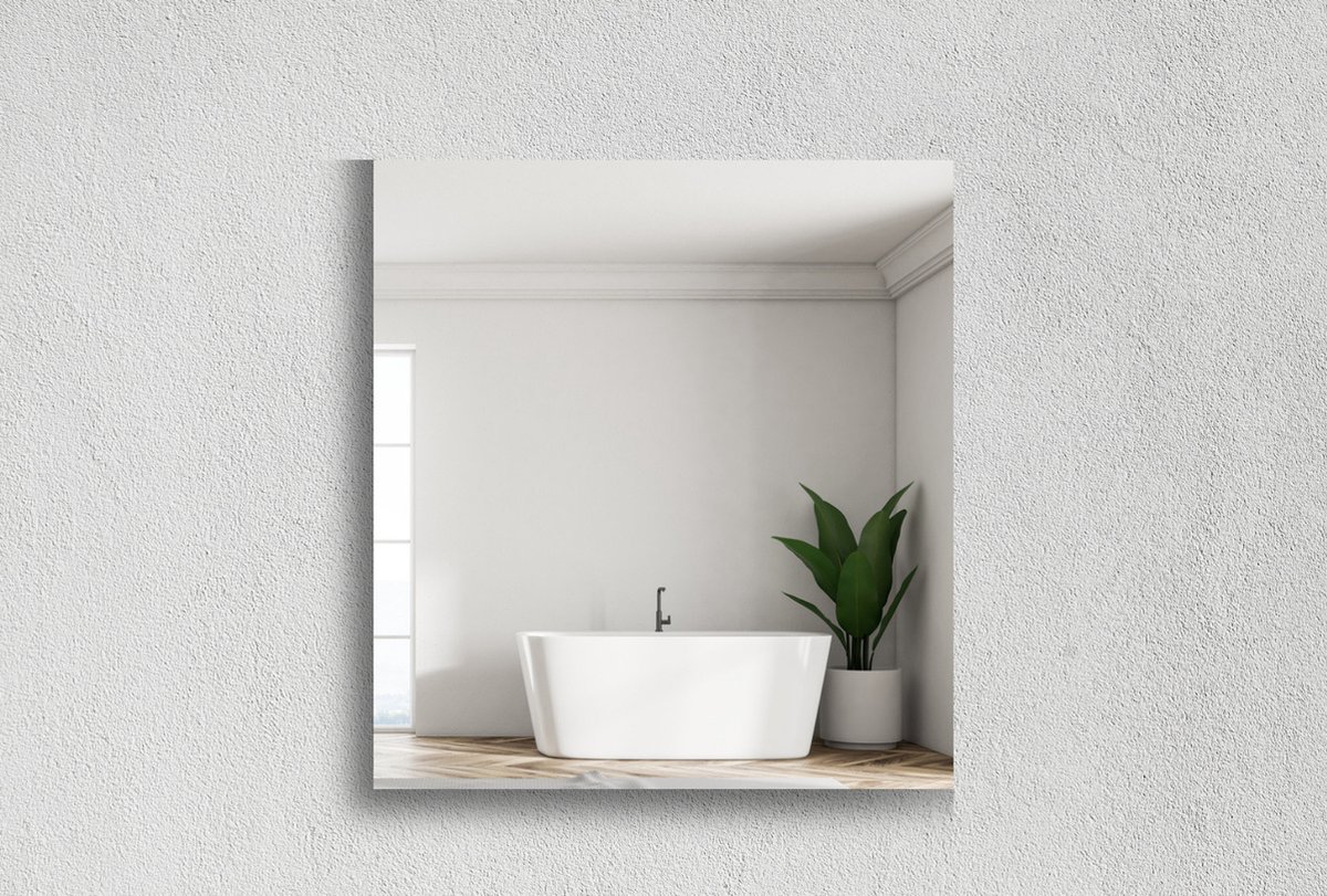 Vierkante Spiegel - Toiletspiegel - Verzilverd - 60 X 60 cm - Dikte: 4 mm - In Nederland Geproduceerd - Excl. Montageset - Top Kwaliteit Wandspiegel Zonder Lijst