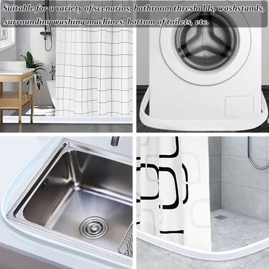 Siliconen waterstopper, zelfklevend, 100 cm, inloopdouchevloer, waterblokkering, douchewaterstop voor natte en droge scheiding, badkamer, keuken, 1,5 cm hoog, zwart