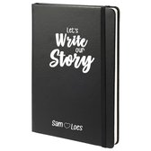 Notitieboek met naam en quote 'let's write our story', lederlook kaft, B5 formaat, gelinieerd, 240 pagina's