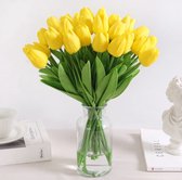 Kunsttulpen 10 stuks - Tulpen - Zeer Zacht - Gele - Tulpen - 10 stuks- Kunstbloemen - Kunst Tulpen - Kunst Boeket - Tulp - 33 CM - Zijden Bloemen - Bruiloft - Voorjaar - Lente - Pasen, cadeau, moederdag