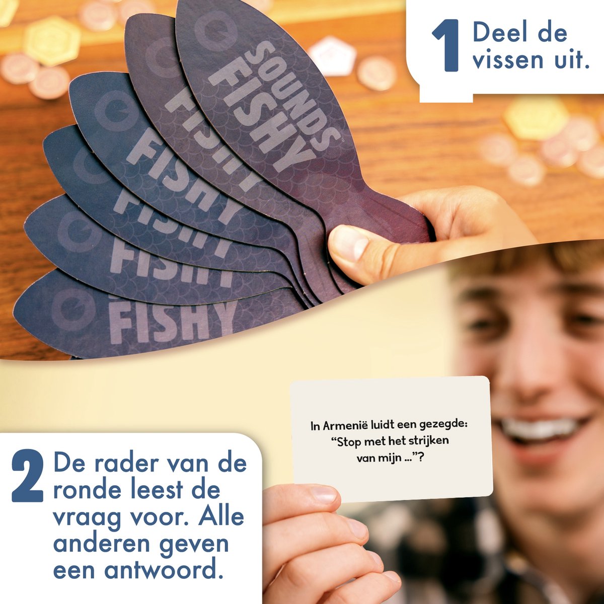 999 Games - Sounds Fishy - Partyspel - Kun jij je pokerface bewaren? - Gezelschapsspel - Nederlandstalig - Klein cadeautje — afbeelding 3