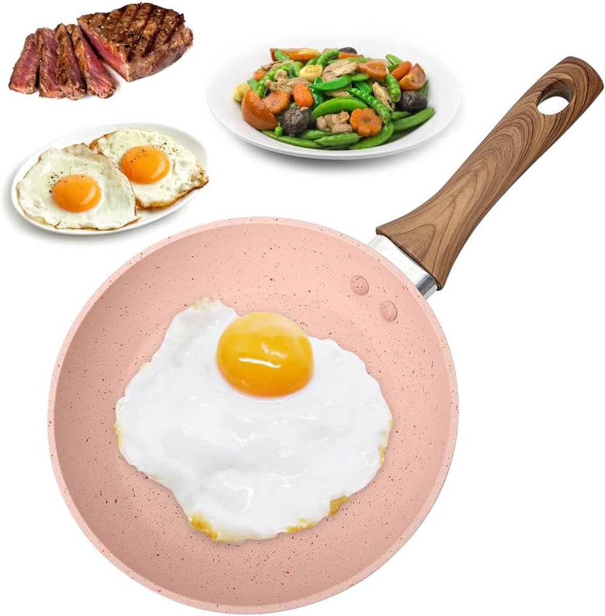 Mini koekenpan, 16 cm kleine koekenpan, anti-aanbaklaag, eierpan, mini roestvrij staal, draagbare mini-braadpan, anti-aanbaklaag, spiegeleipan voor eieren, hamschijven, steaks, spek