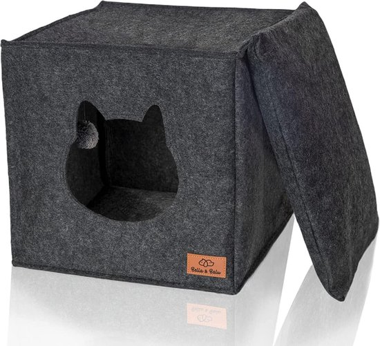 Galatée Huisje voor katten, wasbaar kattenkussen, huisdierbed met Galatée Huisje voor katten, wasbaar kattenkussen, huisdierbed met