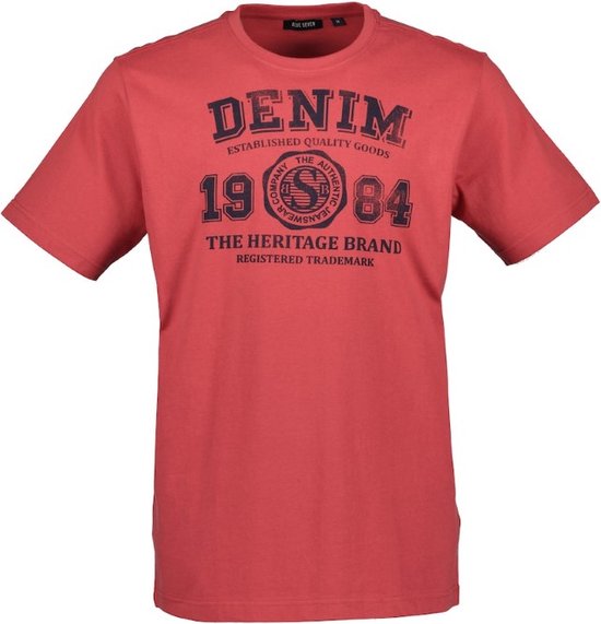 Blue Seven heren shirt - shirt heren - 302772 - rood met print - KM - maat XL