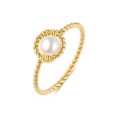 Twice As Nice Ring in goudkleurig edelstaal, zoetwaterparel 58