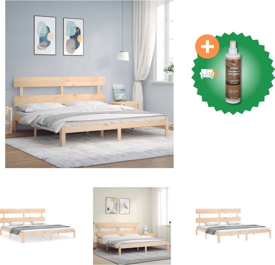vidaXL Bedframe met hoofdbord massief hout 6FT Super King - Bed - Inclusief Houtreiniger en verfrisser