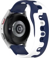 Siliconen bandje - geschikt voor Huawei Watch GT / GT Runner / GT2 46 mm / GT 2E / GT 3 46 mm / GT 3 Pro 46 mm / GT 4 46 mm / Watch 3 / Watch 3 Pro / Watch 4 / Watch 4 Pro - donkerblauw-wit
