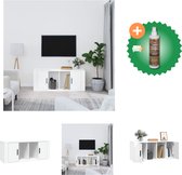 vidaXL Tv-meubel 100x35x40 cm bewerkt hout wit - Kast - Inclusief Houtreiniger en verfrisser