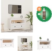 vidaXL Tv-meubel 79x35x52 cm massief grenenhout wit - Kast - Inclusief Houtreiniger en verfrisser